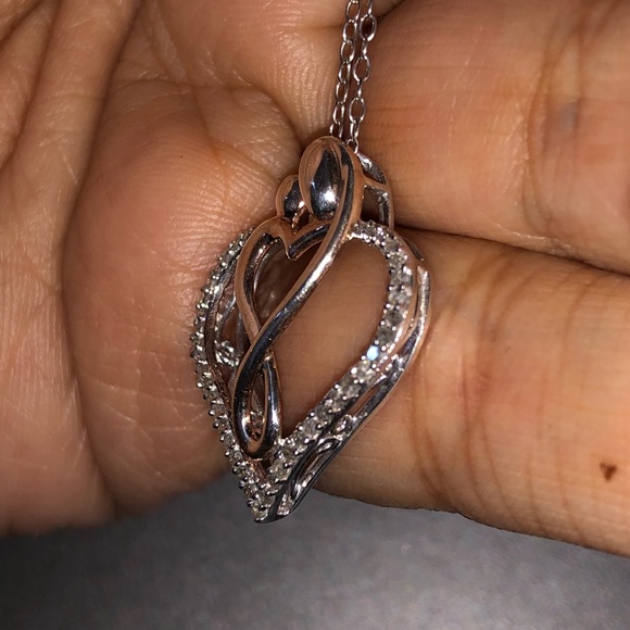 10k gold vermeil real diamond heart pendant, Genuine diamond, free appraisal HOT - Picture 7 of 8